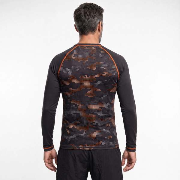 Dotted Print Dry-Fit T-Shirt - Black