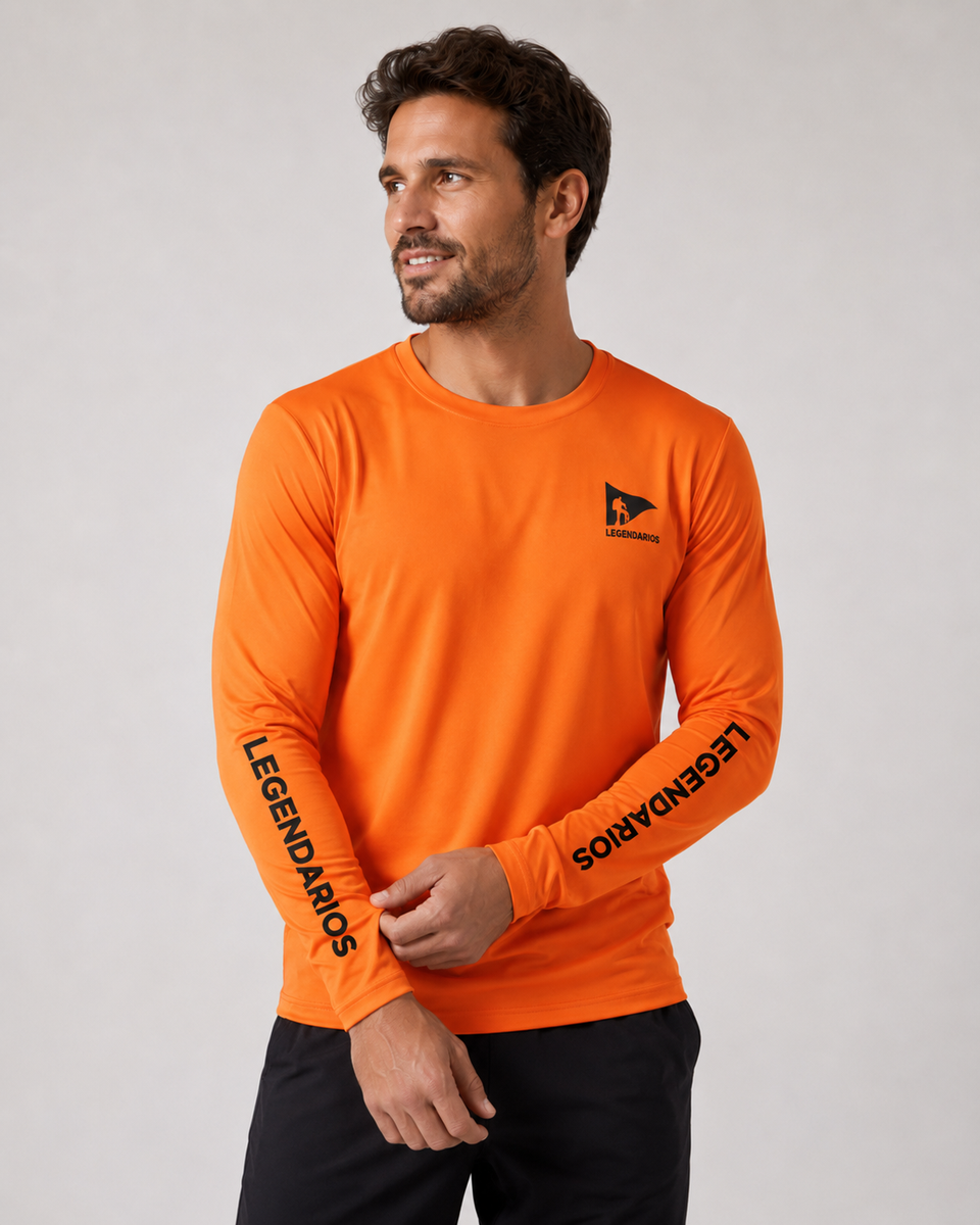 Dry Fit Long Sleeve Orange Men's T-shirt (LGDF)