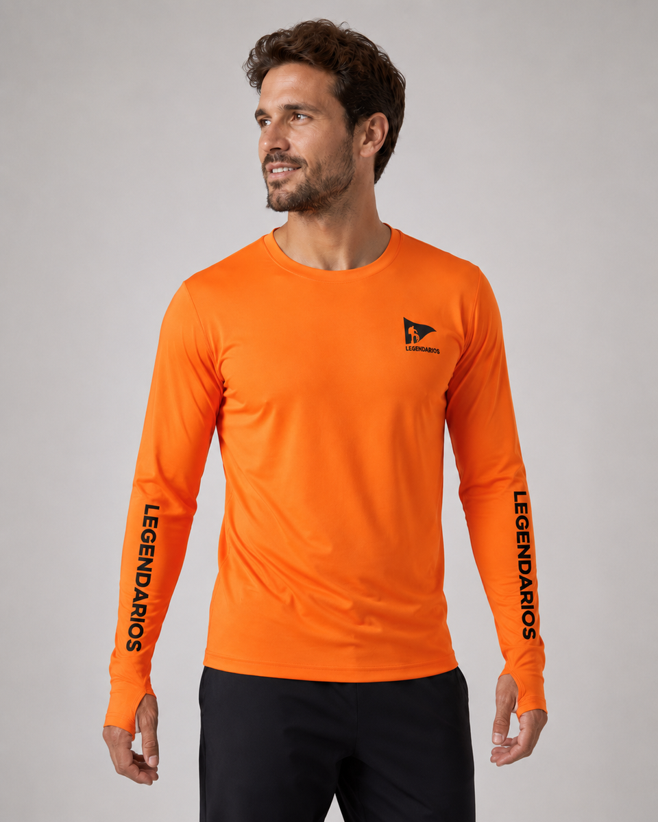 Dry Fit Long Sleeve Orange Men's T-shirt (LGDF)