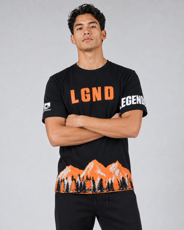 T-Shirt Mountain Print - Men's Black