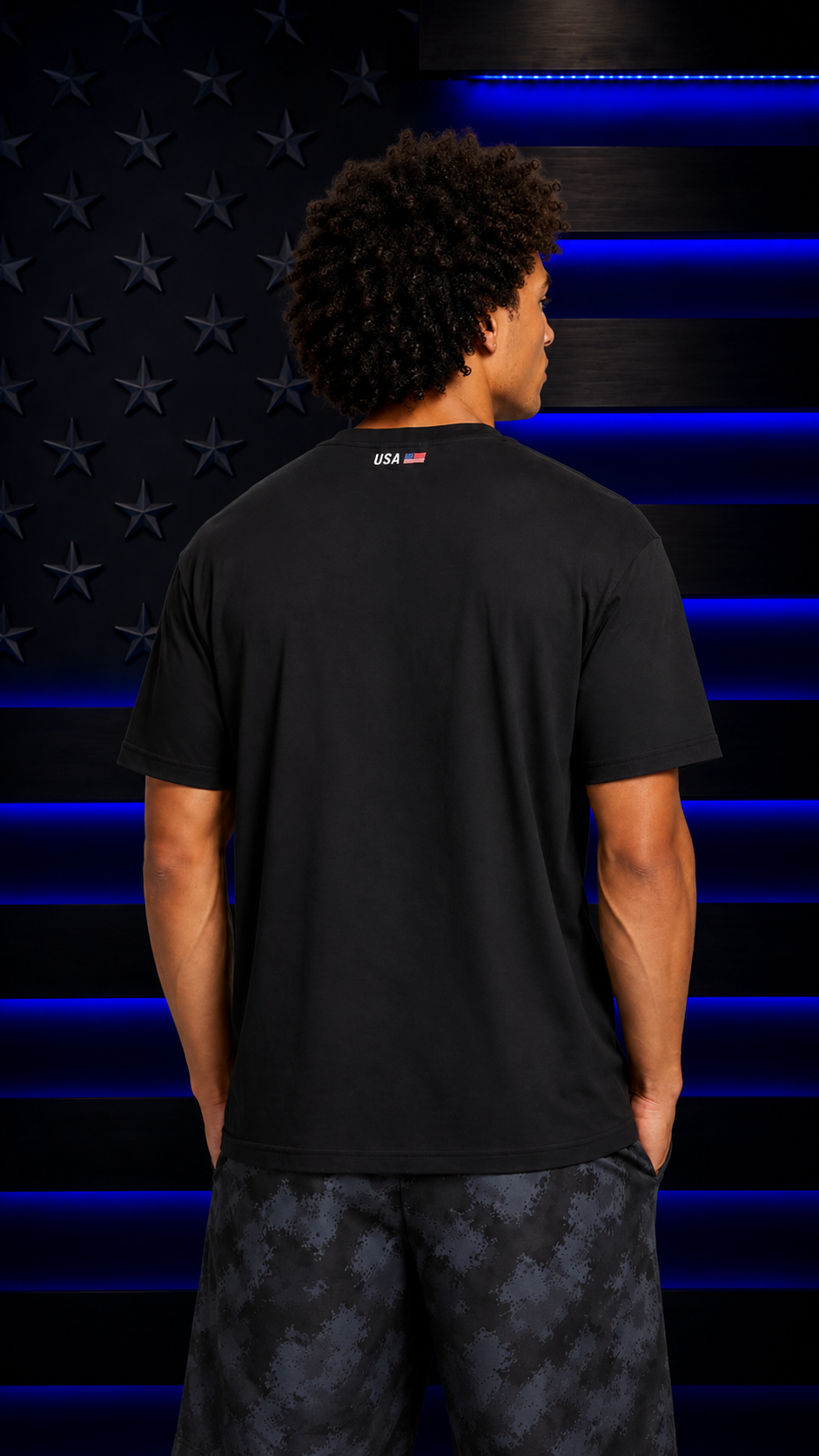 USA Stars Black T-Shirt