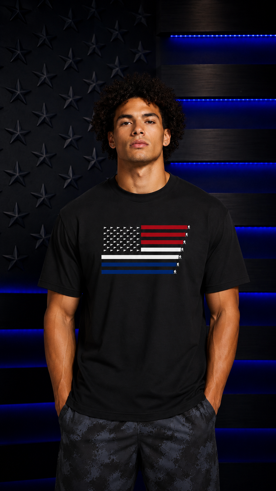 USA Stars Black T-Shirt