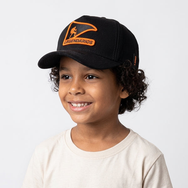 CAP Kids Snapback Suede - Black/Orange Logo