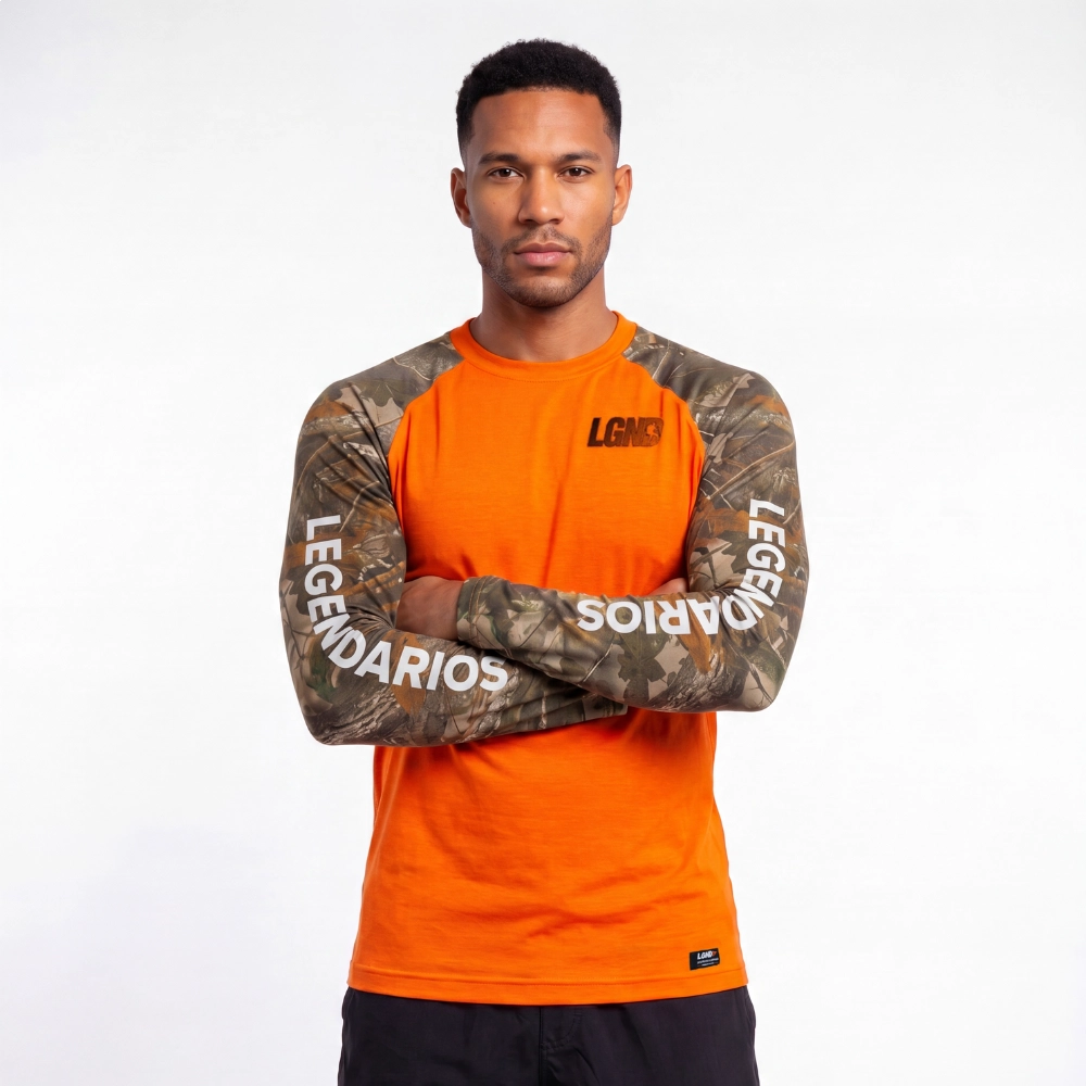 Dry-Fit T-Shirt with Camouflage Sleeves - Orange