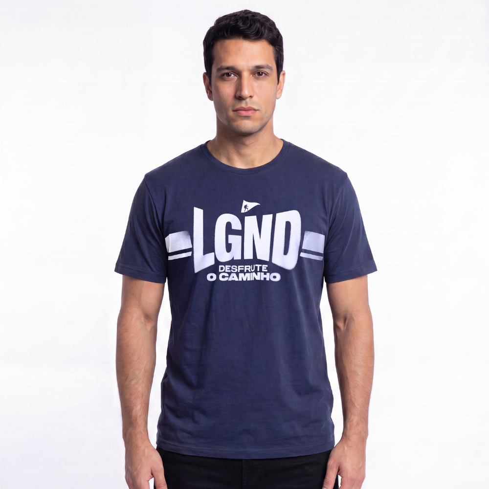 T-Shirt Enjoy the Journey Print Navy Blue