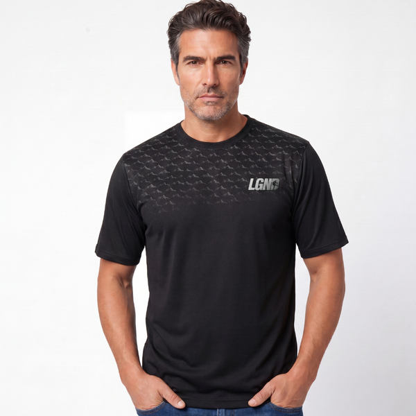 T-Shirt Gradient Mountains Print Black