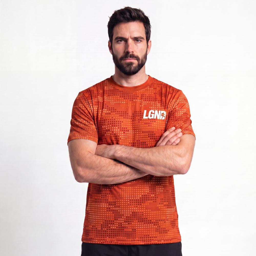 T-Shirt Fitness Fabric Dotted Print Orange